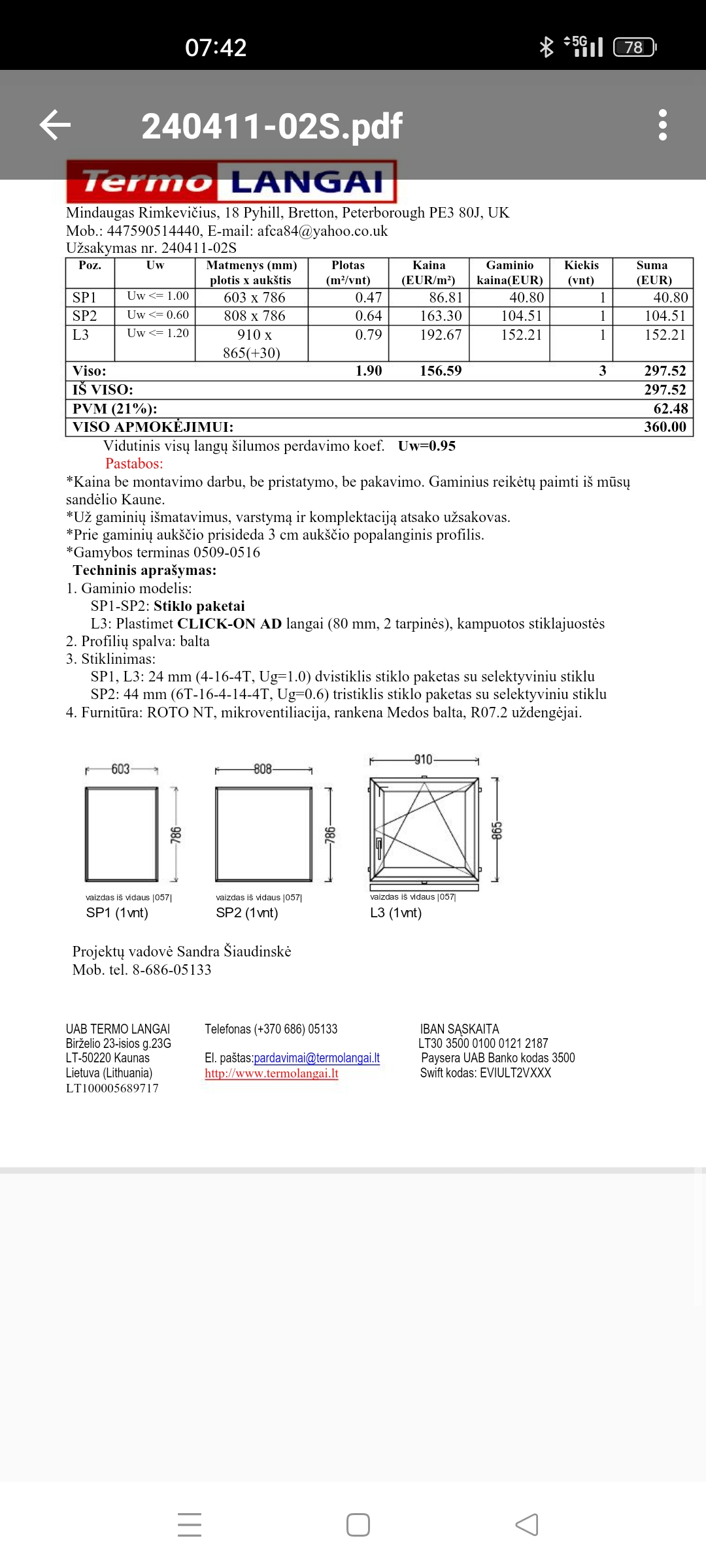 Reikia paimt is LT ir atvezt i UK 2 stiklo paketus IR 1 langa